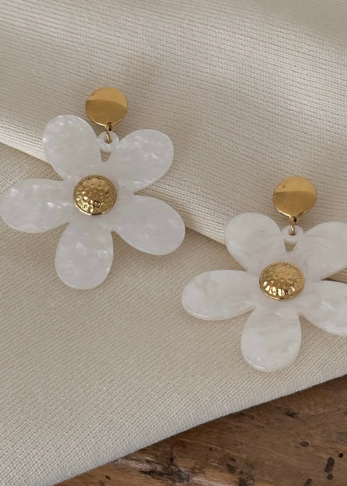 Boucles d’oreilles Fleurs Blanc